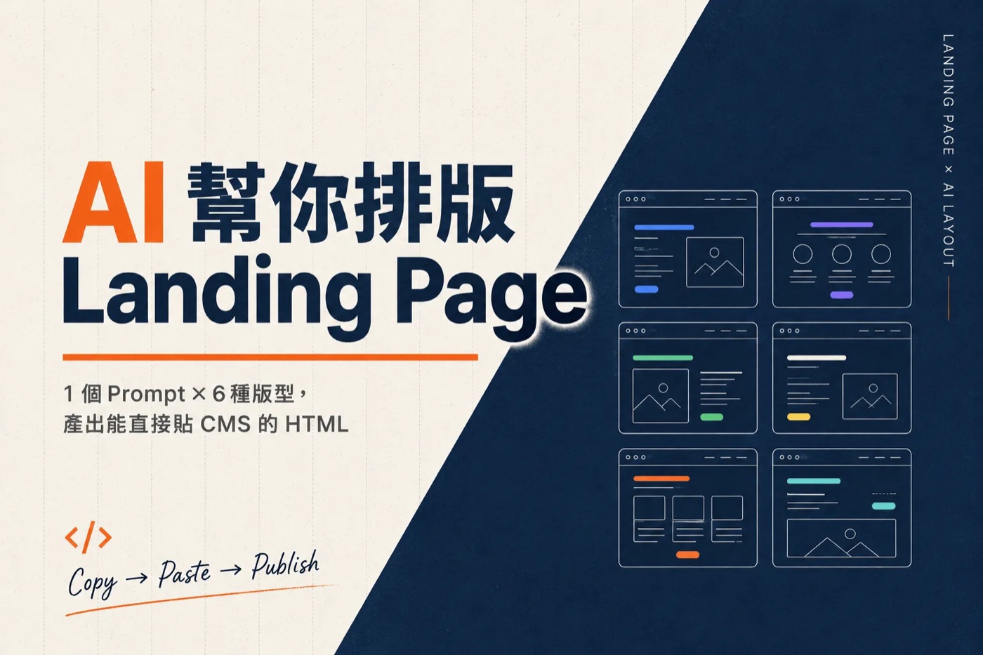 部落格封面實例：AI 排版 Landing Page